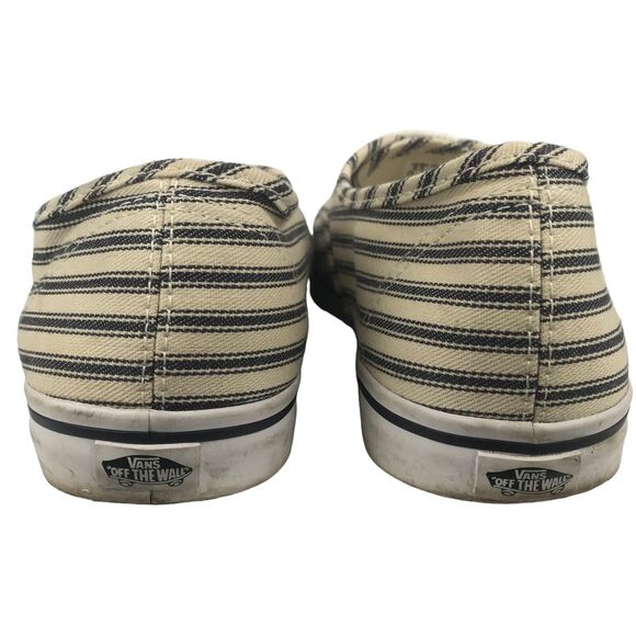 Vans Low Top Canvas Sneakers Lace Up Black White Striped Mens 6.5 Womens 8 - Picture 8 of 12